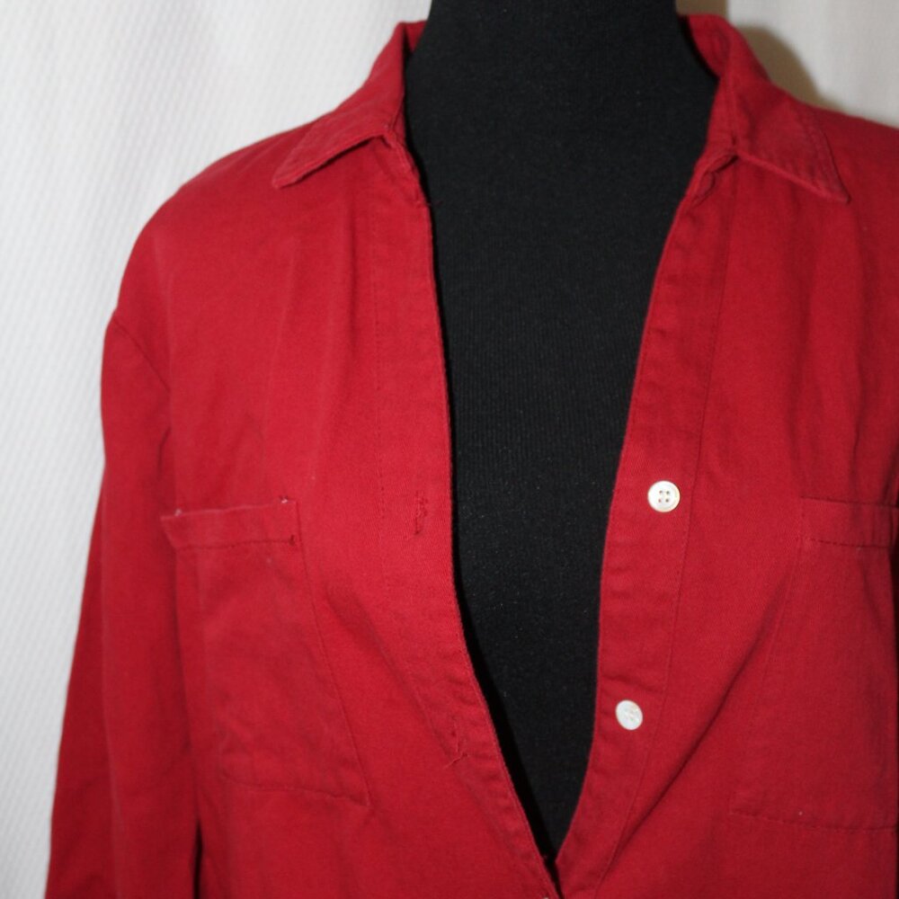 SALE! ZILCREMO Denim Shirt Dress Long Sleeve Button Down Casual RED XL NWT's - Picture 9 of 16